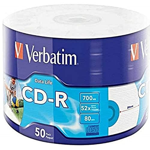 Image of Verbatim 43794 52x 700MB 50PK CD-R Inkjet Printable Wrap Spindle - Matt Silver