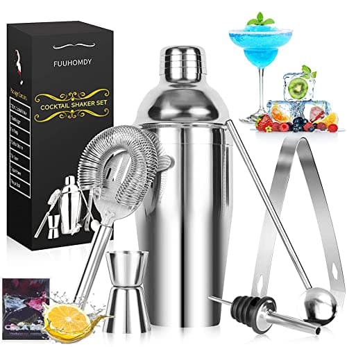 Image of Cocktail Making Set,Cocktail Shaker Set 6 Pieces 750ml Capacity with Bar Accessories and Recipes Made of Food Grade Stainless Steel 304 Great for Home and Bar Use or As a Gift