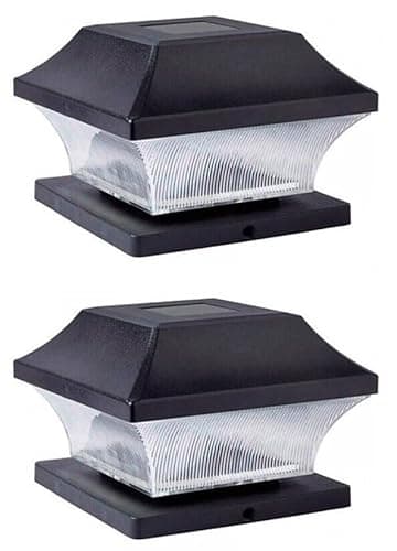 Image of Rheme Solar Post Lights Outdoor Glass LED Fence Cap Light 2 Modes for 4x4 5x5 6x6 Posts Deck Patio Garden Decoration (2 Pack)