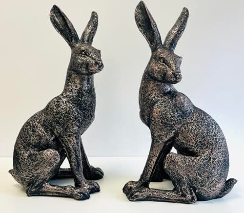Image of My Square Mile Garden Hare Ornament, Bronze Effect, 43cm Height, Indoor Outdoor Decorative Rabbit Statue (Hare Looking Right)