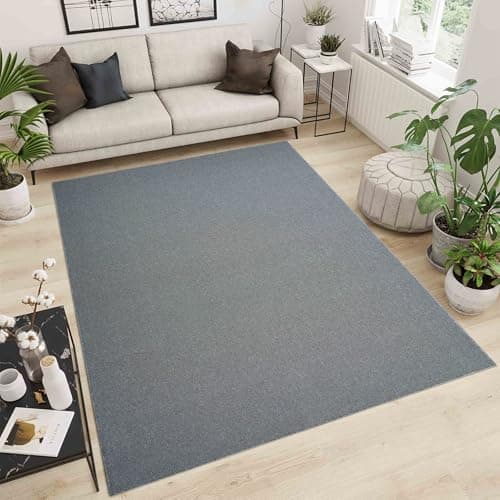Image of Simple Low Pile Rugs Living Room – Modern Tufted Area Rugs for Living Room with Felt Backing Silver 160x230 cm
