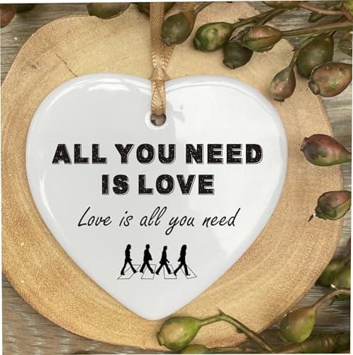 Image of All You Need Is Love The Beatles Gift Quote Ceramic Heart Gift Plaque Office Bithday Christmas Sign cr130
