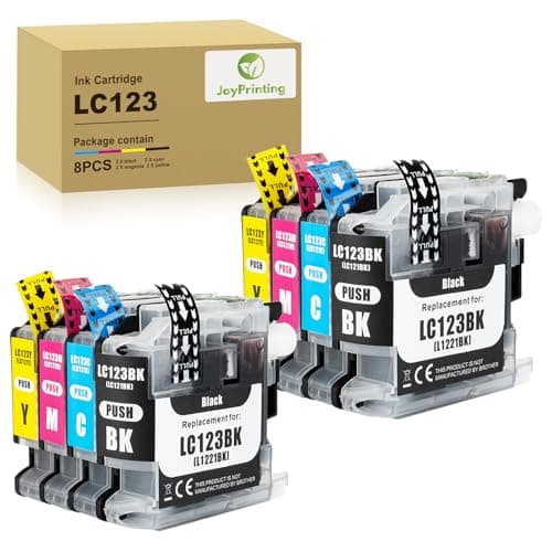 Image of JoyPrinting LC123 Ink Cartridge Replacement for Brother LC121 LC123 LC123BK LC123C LC123M LC123Y for Brother MFC-J4410DW J4510DW J4710DW J470DW J6920DW J870DW J245 J650DW J6720DW (2K 2C 2M 2Y)