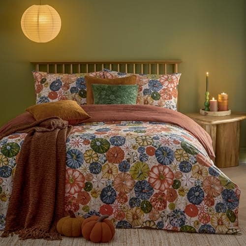 Image of furn. Picking Patch Pumpkin Duvet Cover Set – Autumn Halloween Bedding (Pecan - Single)