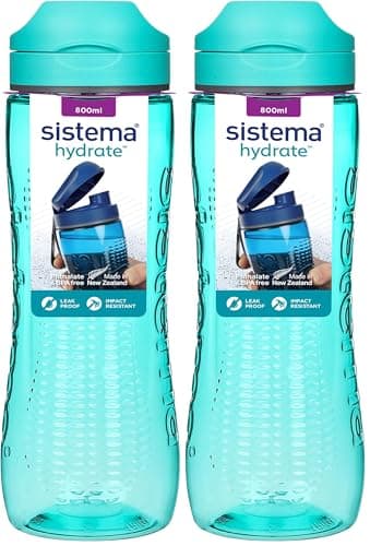 Image of Sistema Hydrate Tritan Active Sports Water Bottle 800 Ml Leakproof Water Bottle Bpa-Free Recyclable With Terracycle Assorted Colours (Pack of 2)