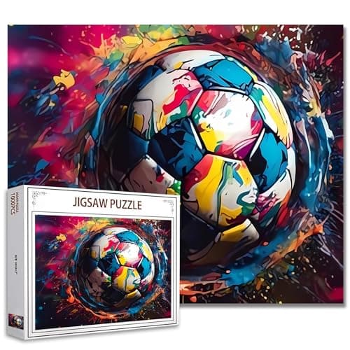 Image of Tucocoo Colorful Soccer Jigsaw Puzzle 1000 Pieces Puzzles for Adults, Graffiti Football Jigsaw Puzzles for Challenging Family Activity Games DIY Puzzle for Home Wall Decor Gifts - 20 x 27 Inches