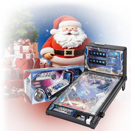 Image of Table Top Pinball Machine, Interactive Arcade Game for Family Fun - with Lights Sounds, Electronic Desktop Ball Shooting Toy, for Kids Adults Birthday Christmas