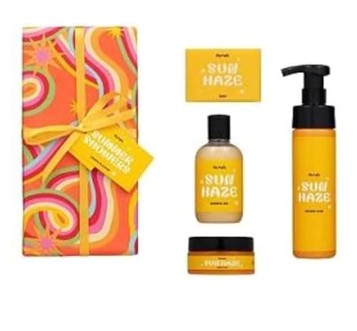 Image of Fizz Mix Sun Haze Shower Collection Shower Gel, Sugar scrub & shower foam soap- Summer Showers