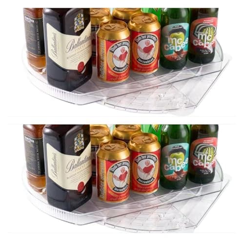Image of Rocwing Clear Lazy Susan Rotating Turntable Organizer for Cabinet, Fridge and Storage Spaces, Rectangular Design, Suction Cup Stability (2 in a pack)