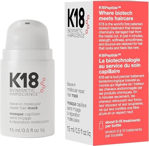 Image of "K18 Leave-In Repair Hair Mask Treatment to Repair Dry or Damaged Hair - 4 Minutes to Reverse Hair Damage from Bleach, Color, Chemical Services and Heat 3 pack"