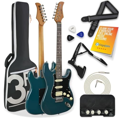 Image of 3rd Avenue Stateside Full Size 4/4 Electric Guitar Ultimate Kit with 5W Amp, Cable, Stand, Padded Gig Bag, Strap, Picks, FREE LESSONS – Delta Blue