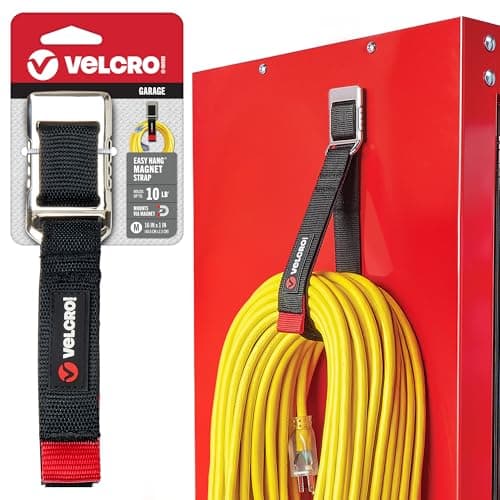 Image of VELCRO Brand EASY HANG Magnet Strap, Holds 10lbs, Create Storage Space on Metal Surfaces such as Cabinets, Tool Boxes, Refrigerators and Shelves. Hang Tools, Extension Cords, Hoses, Medium 16in x 1in