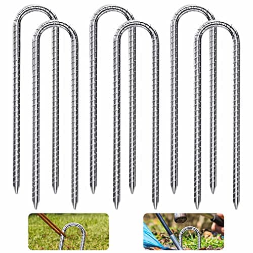 Image of Forever Speed Tent Pegs Pack of 6 Ground Pegs (11.8 inch), U-shaped Heavy Duty Tent Pegs Ground Stakes Ground Anchor for Securing Fences, Tents, Canopies, Camping, Trampoline, Flower Stand