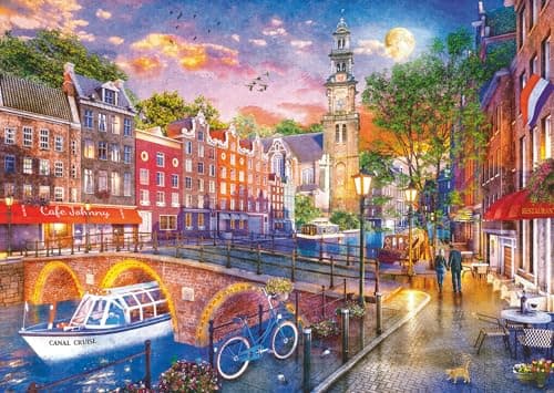 Image of Ravensburger Puzzle 12000884 Sunset Amsterdam 1000 Pieces Puzzle for Adults from 14 Years