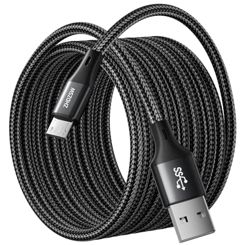 Image of Long 5M Micro USB Cable ,Android Charger Cable,Micro Charger Cable Braided Compatible With PS4 controller Samsung Galaxy J7, S7, S6, Kindle Fire, Fire HD tablets, HTC, LG, Motorola etc