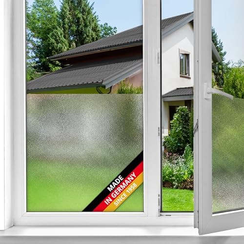 Image of d-c-fix window film privacy Milky – 45cm x 1,5m – static vinyl films for glass windows with an ice effect pattern – self-adhesive, opaque, frosted, decorative for bathroom, home & kitchen