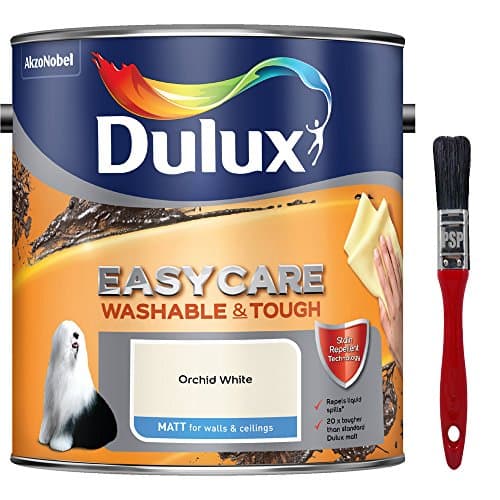Image of New 2017 Dulux Easycare Washable & Tough Matt Orchid White 2.5L with Unique Stain Repellent Technology. Includes PSP Touch-up Brush.