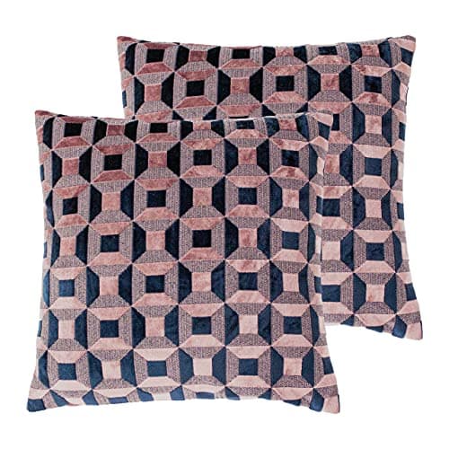 Image of Paoletti Empire Polyester Filled Cushions (Twin Pack), Polyester, Blush/Navy
