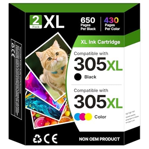 Image of 305XL Ink Cartridges Combo Replacement for HP 305 Ink Cartridges Black and Colour,Printer Ink 305 XL for HP DeskJet 2810e 2820e 2800e Envy 6000 6020e 6032e 6400(2 Pack)