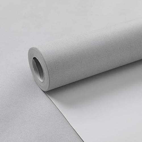 Image of Tarwanear Plain Grey Wallpaper for Bedroom Thick Light Grey Bedroom Wallpaper with Faux Linen Textured Matte Plain Pattern Look Like Fabric Wall Paper for Adults Kids Teenager Room Feature Wall