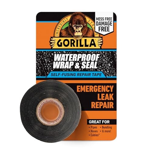 Image of Gorilla Waterproof Wrap & Seal Tape Black 2.4m | 100% Waterproof Silicone Self-Fusing Repair Tape | For Emergency Leak Repair | Mess & Damage Free | Seals Leaks Instantly | Can Be Used Under Pressure