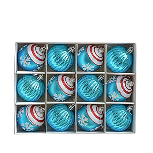Image of 12 Pieces Novelty Art Painting Baubles Christmas Ornaments 2.36" Christmas Decorations Tree Baubles (60mm) (Christmas style #4)