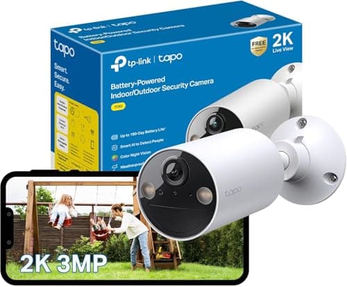 Image of Tapo TC82 2K Battery Security Camera Outdoor Wireless, Indoor & Outdoor CCTV Camera, Colour Night Vision, No Monthly Fee, AI Detection, IP65, 180-Day Battery Life, Works with Alexa & Google
