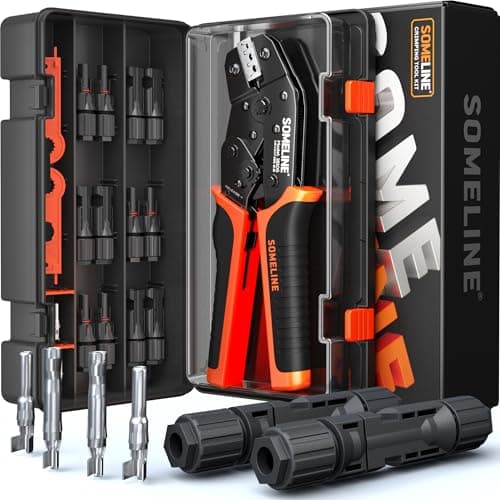 Image of SOMELINE Solar Panel Connector Crimping Tool Kit – PV Cable Crimping Pliers for 2.5/4/6 mm² (14/12/10 AWG), Includes 6 Pairs of Photovoltaic Connectors and Spanners – Solar Crimping Tool Kit