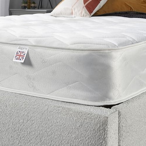 Image of Aspire Beds Cirrus White 3 Sleep Comfort Layers & AC Aspire-Cool Touch Sleep Surface Hybrid Bonnell 500 Sprung & Memory Foam Premium Economy Mattress, 4ft 6 Double (4ft6 x 6ft3)