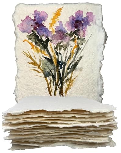 Image of Wanderings Thick Handmade Watercolor Paper with Deckled Edge -10.5x15 cm - 500GSM Premium Ivory Cold-Pressed Textured Mixed Media Paper Made with Recycled Cotton - 15 Loose Leaf Sheets