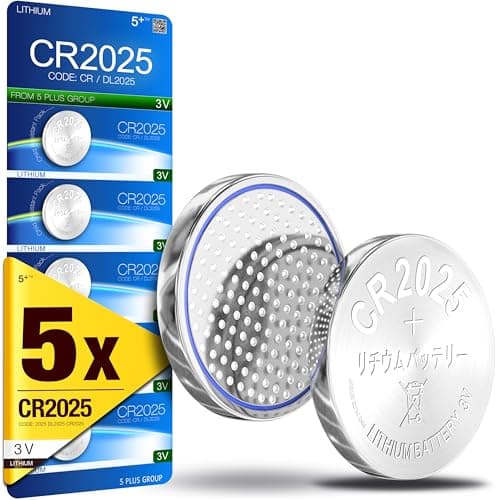 Image of CR2025 DL2025 3V Lithium Coin Cell Batteries (5 Pack) – Long Lasting Button Battery for Car Key Fobs, Scales, Toys, LED Lights & Medical Devices