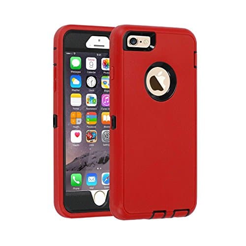 Image of smartelf Case for iPhone 6 Plus/6s Plus Heavy Duty With Built-in Screen Protector Shockproof Dust Drop Proof Protective Cover Hard Shell for Apple iPhone 6+/6s+ 5.5 inch-Red/Black