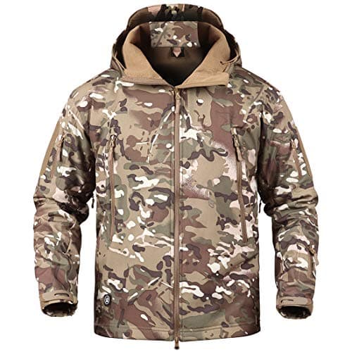 Image of donhobo Men's Military Lightweight Waterproof Softshell Jacket Windproof Mountain Combat Jacket with Multi-Pockets (CP,S) Dark Yellow