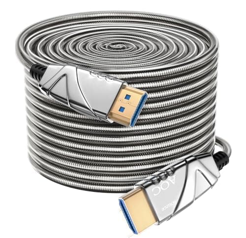 Image of Ploiwue long 8k HDMI opticafiber cable 40M Metal Armor Jacket active optical AOC 2.1cable 48Gbps ultra high speed cable Function for HDTV/Projec tor Home Theatre Gaming box Blu ray player projector
