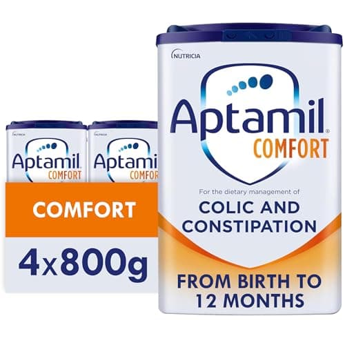 Image of Aptamil Comfort Baby Milk Powder Formula, from Birth, 800g (Pack of 4)