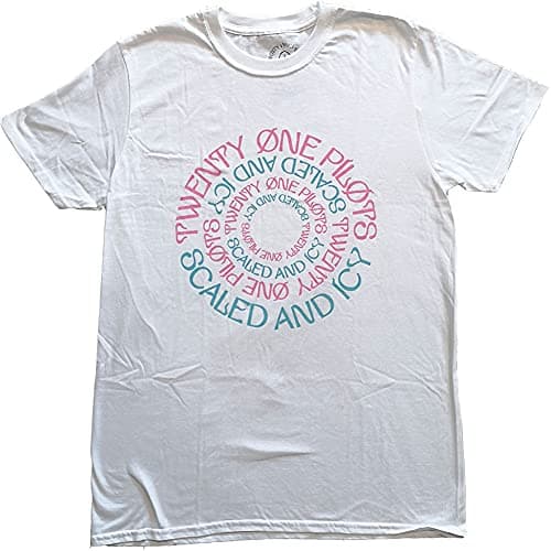 Image of Twenty one Pilots T Shirt Scaled and ICY Circular Band Logo Official Mens White L