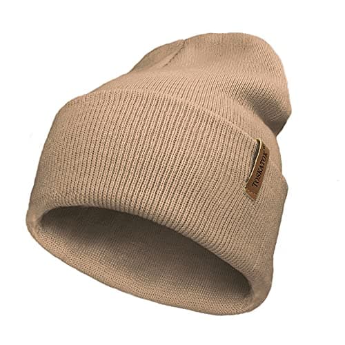 Image of Unisex Ladies Soft Feel Turn up or Slouch Knit Beanie Hat Warm Winter Woolly Hat-Camel