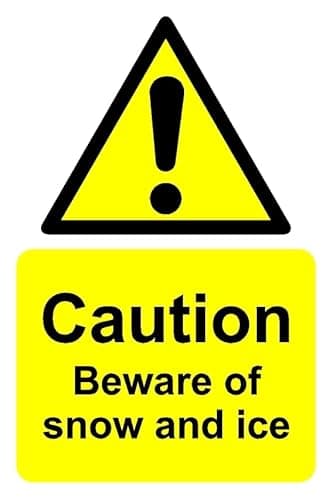 Image of Caution beware of snow and ice safety sign - 1mm flexible Plastic sign (300mm x 200mm)