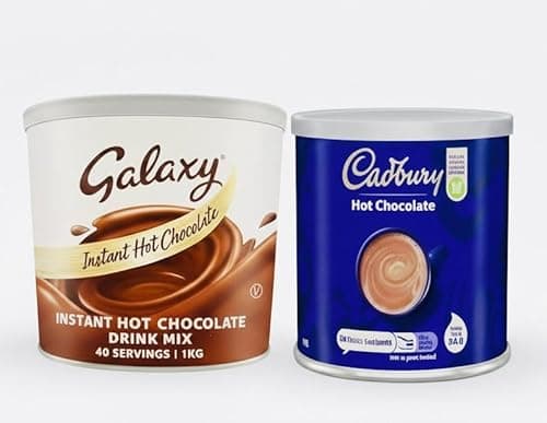 Image of Galaxy Instant Hot Chocolate Powder Bundle 1kg x 2 – Rich, Creamy & Indulgent Drinking Chocolate – Just Add Water or Milk – Perfect for Home, Café & Office Use (Resealable Tins)