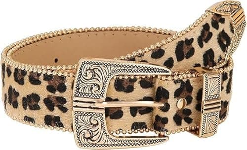 Image of Wasise Leopard Print Belt - Cheetah Print Belt, Leopard Belts for Women, Pu Leather Belts, Eopard Belts for Women Dresses or Jeans, Fashionable and Exquisite Clothing Accessory (LIGHT BROWN 711)