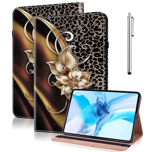 Image of TUOLISG Case for Samsung Galaxy Tab S5e 10.5 inch 2019 (SM-T720/SM-T725), PU Leather Flip Cover with Stand Functional Card Slot and Elasticized Closure, Metallic flower