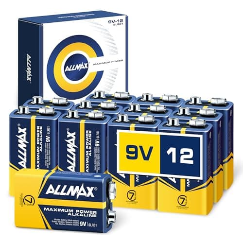 Image of Allmax 9V (6LR61) Maximum Power Alkaline Batteries (12 Count) – Ultra Long-Lasting, Leakproof Design, 7-Year Shelf Life, Maximum Performance, Perfect for Smoke Detectors (9 Volt)