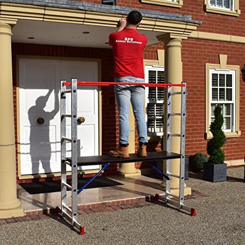 Image of Home Master® Aluminium Multi-Purpose Ladder | Adjustable 5-in-1 Scaffolding | Step Ladder | Work Platform | 150 kg Weight Rating | Rubber Feet | EN131 Certified