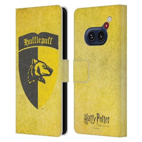 Image of Head Case Designs Officially Licensed Harry Potter Hufflepuff Crest Sorcerer's Stone I Leather Wallet Case Compatible With Nothing Phone (2a)