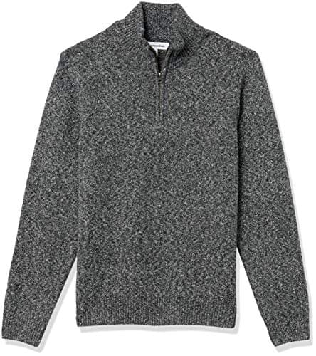 Image of Amazon Essentials Men's Long-Sleeve Soft Touch Quarter-Zip Jumper, Charcoal Marl, L