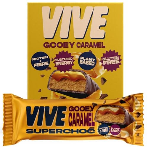 Image of Vive Superchoc Low Sugar High Fibre Gooey Caramel Chocolate Bar - Protein Packed - Vegan Healthy Snack