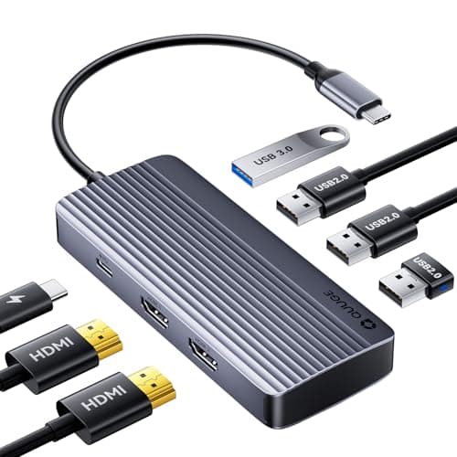 Image of Docking Station Dual Monitor, QUUGE 7 in 1 USB C hub multiport adapter 2 HDMI, Dual 4K, 5Gbps USB 3.0, 3 x USB 2.0 & 100W Power Delivery, USBC Docking Station for Dell XPS, HP Spectre
