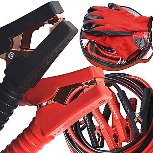 Image of MIKKUPPA Jump Leads 3m 800AMP Jumper Cable Professional Car Van Battery Booster Cables, Heavy Duty for 6V, 12V and 24V with Gloves and Storage Bag