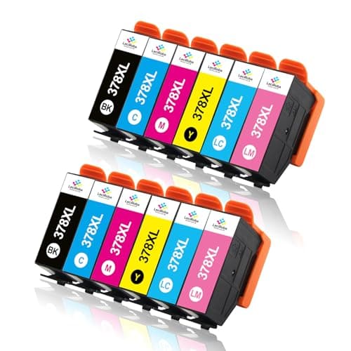 Image of LeciRoba 378XL Ink Cartridge for Epson 378 378xl ink cartridges for Epson Expression Photo XP-8500 XP-8505 XP-8600 XP-8605 Printers (12-PACK)