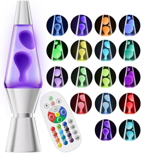 Image of Soarling 17 Colour Changing Night Light, 14.5" Liquid Motion Lamp with Remote Control, Bedroom Lamp for Kids and Adults, Decor Mood Lighting for Christmas, Birthday, Party, Silver